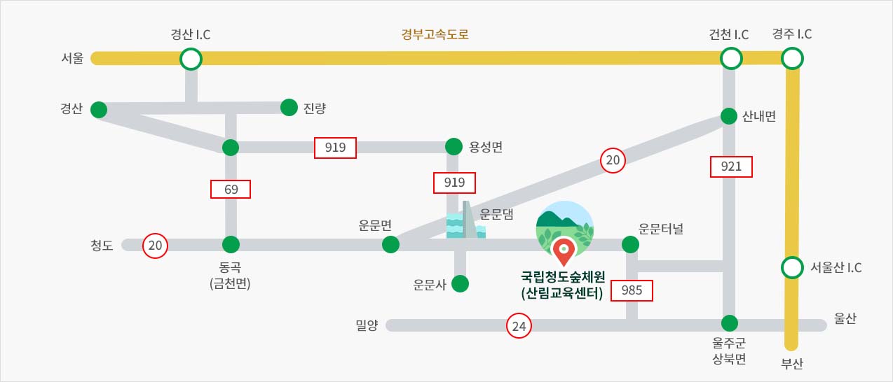 국립청도숲체원약도